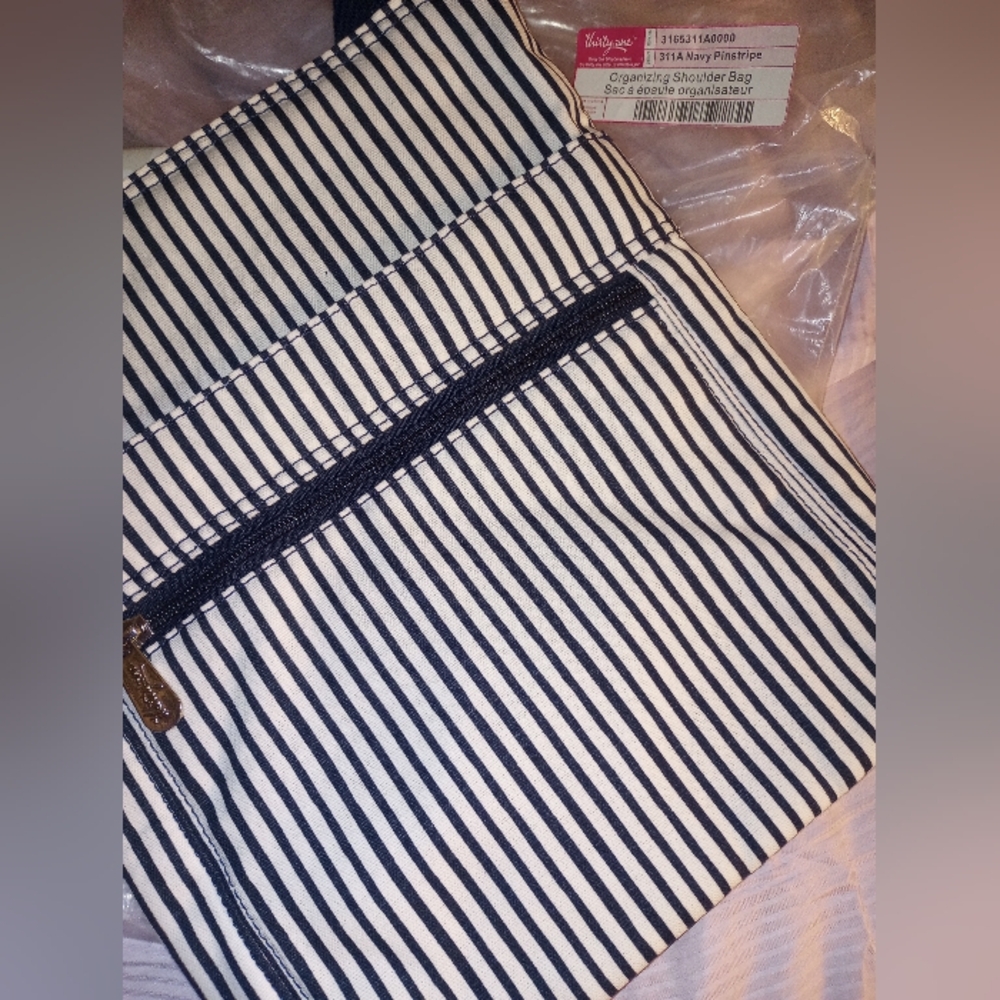 Thirty-one Navy and White Striped Organizing Shoulder Bag